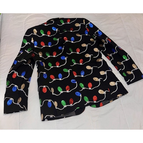 Tipsy Elves Men's Sequin Tangle Wrangler Christmas Light Blazer Party Jacket 40 - Picture 2 of 7